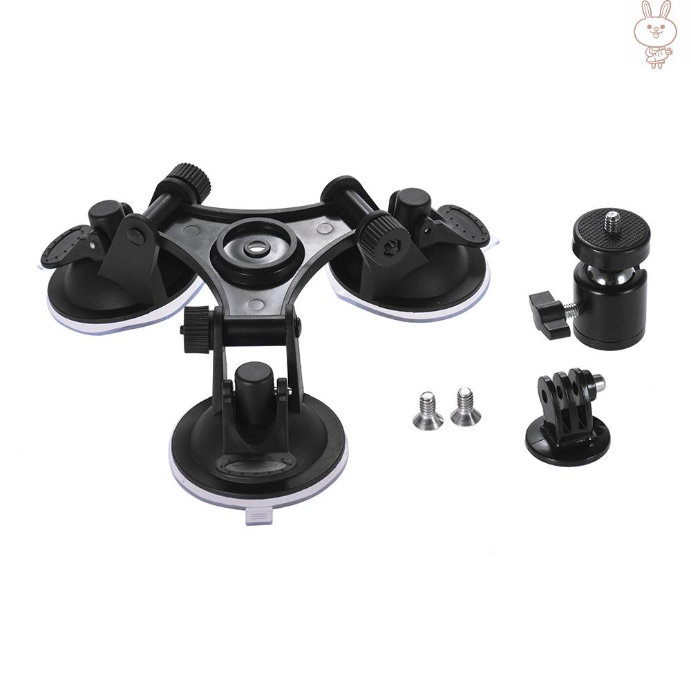 RD Sports Camera Triple Suction Cup Mount Sucker for GroPro  5/4/3+/3 for Xiaomi Yi with Tripod Mount Adapter Action Camera Mount