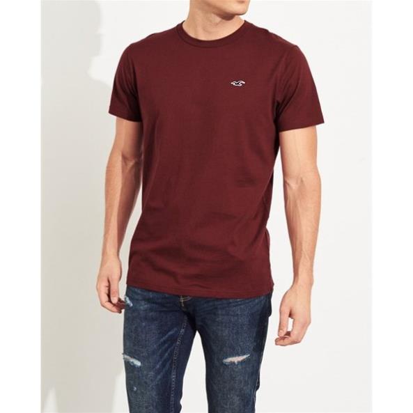 Áo Thun Nam cổ tròn Hollister màu Đỏ rượu vang crewneck T-shirt cotton co giãn, mềm mịn , form regular fit - Modife Shop