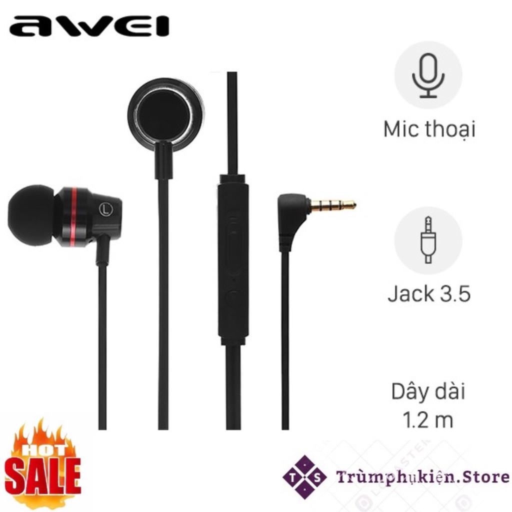 Tai nghe EP Awei Q29Hi Đen Hồng thời trang, tinh tế, không hộp new 99%