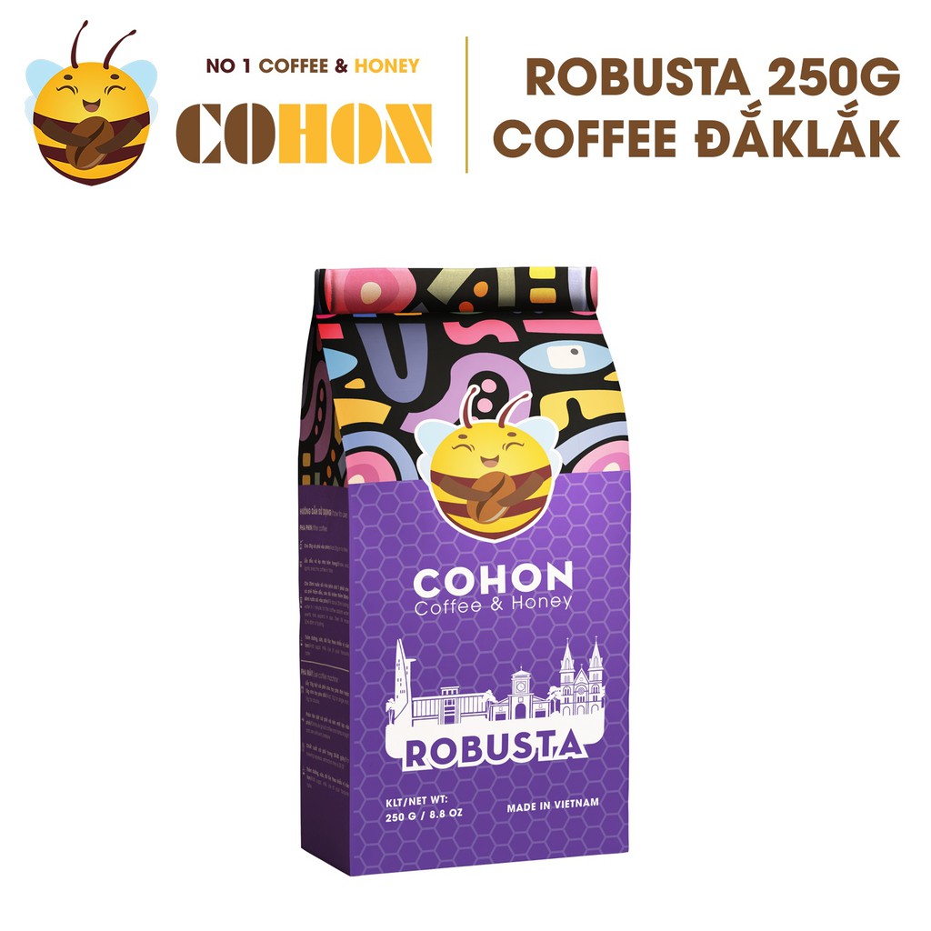 Cà phê Robusta và Arabica thương hiệu Coffee &amp; Honey 250G cafe Tây Nguyên nguyên chất 100% kèm quà tặng