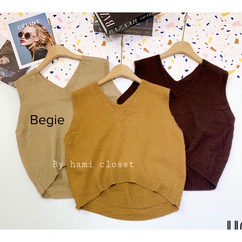 Áo gile len basic cổ V mềm mịn hàng quảng châu bảng màu Hàn quốc | BigBuy360 - bigbuy360.vn