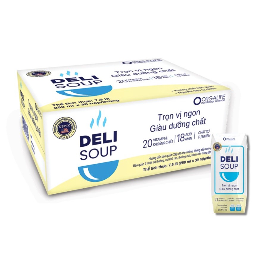 Thực phẩm dinh dưỡng DeliSoup (3 hộp x 250ml) – Hỗ trợ dinh dưỡng người suy dinh dưỡng, kém hấp thu