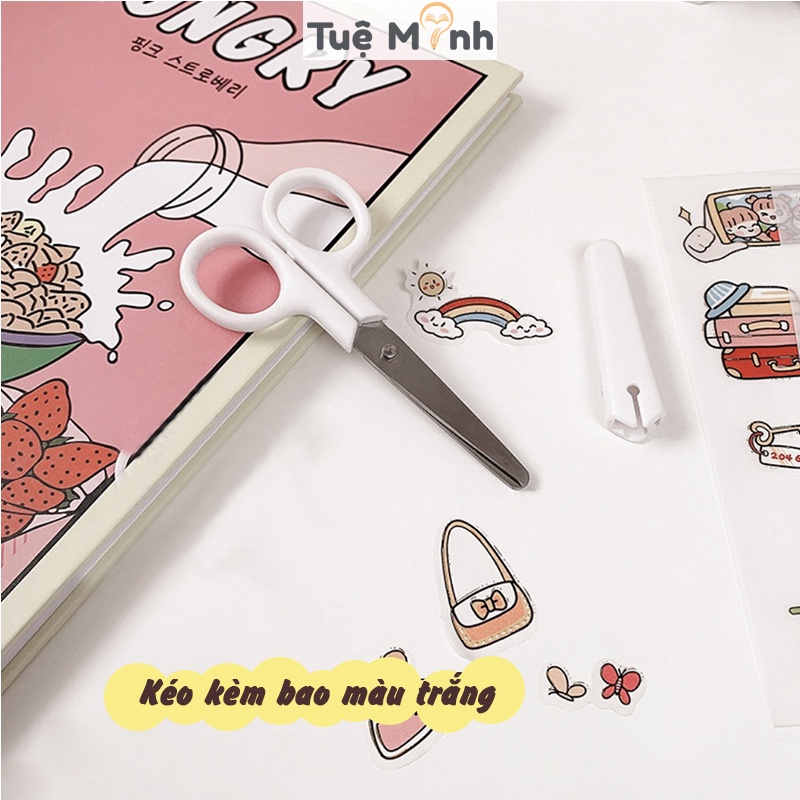 Kéo thủ công kèm bao trắng dài 10cm C09 đa năng dụng cụ học tập vpp tuệ minh