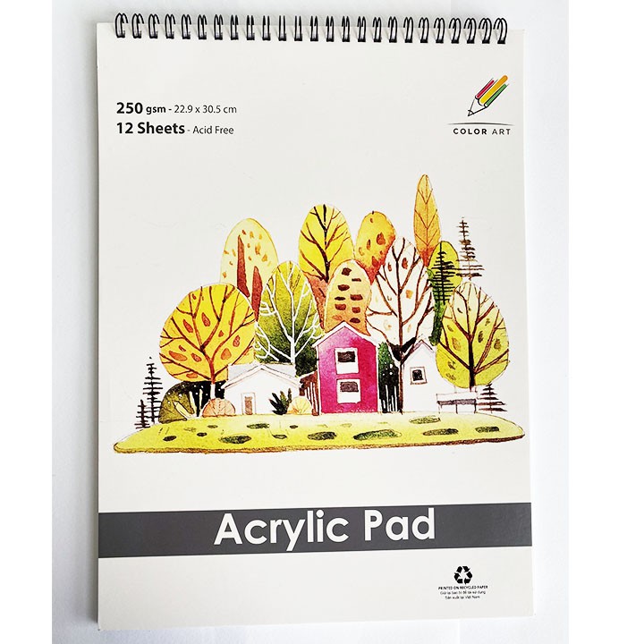Tập Giấy Vẽ A4 Acrylic Pad, Giấy vẽ chuyên dụng Acrylic A4
