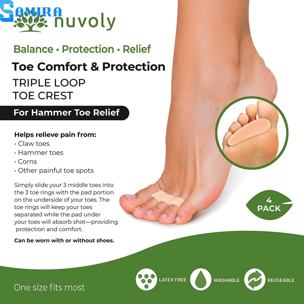 Cặp gel silicone mềm hỗ trợ tách định hình sửa ngón chân giảm đau chuyên dụng cao cấp SA11