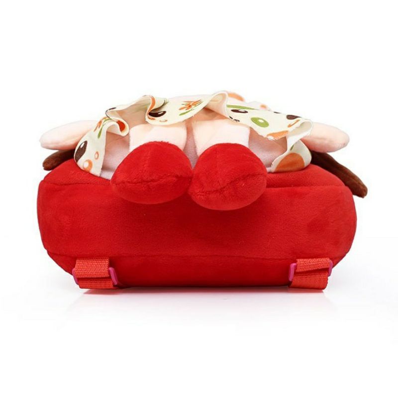 Balo gấu bông cho bé gái,balo mầm non 0_4t chất nhung mịn ,mẫu cô gái dễ thương đủ màu