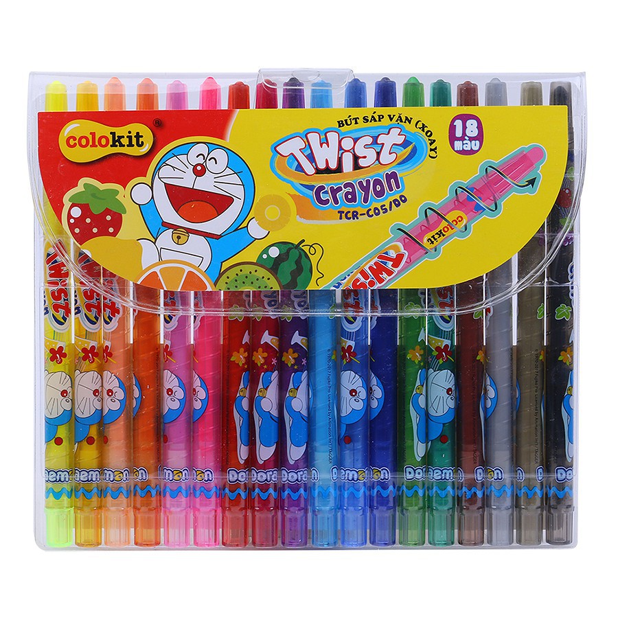 BÚT SÁP VẶN 18 MÀU DORAEMON TCR-C05/DO