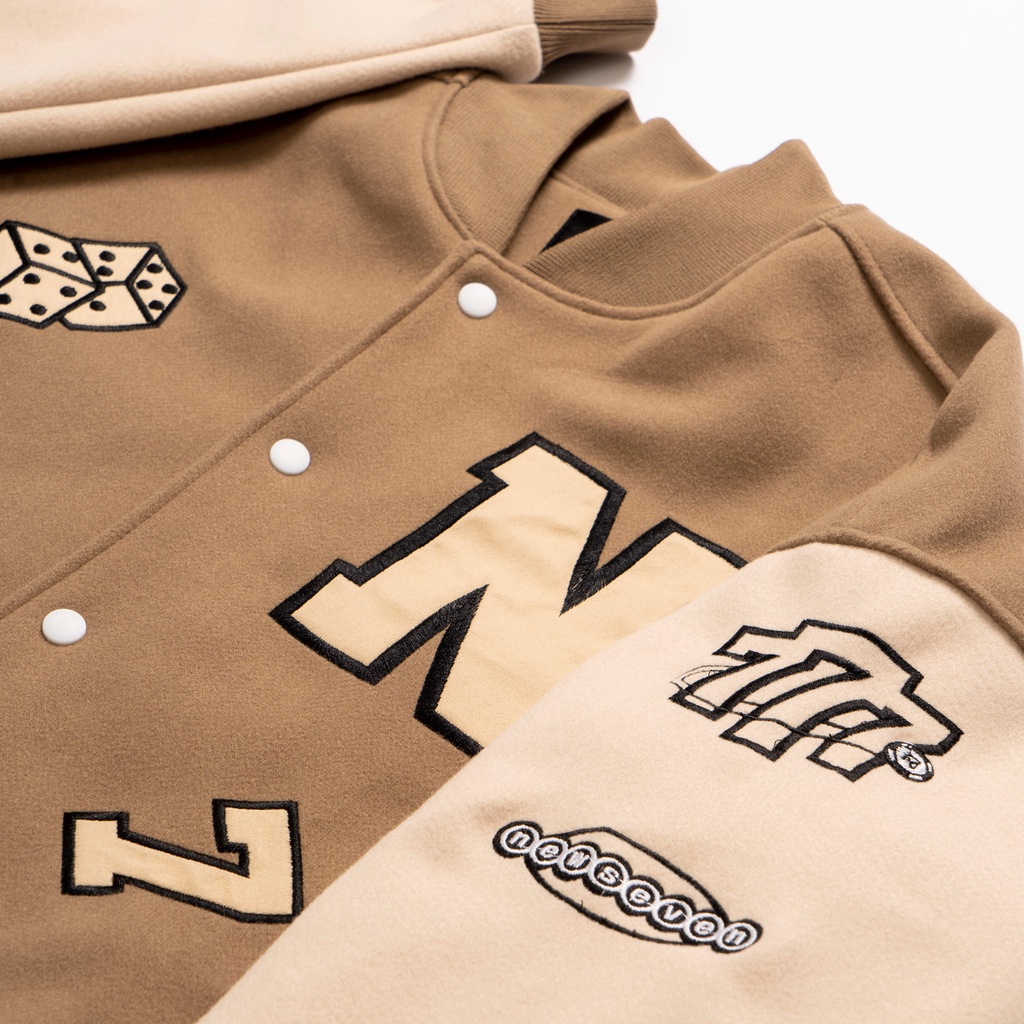 Áo Khoác Varsity Jacket Dạ N7 LUCKYSEVEN bomber bóng chày basic nam nữ form rộng Local Brand