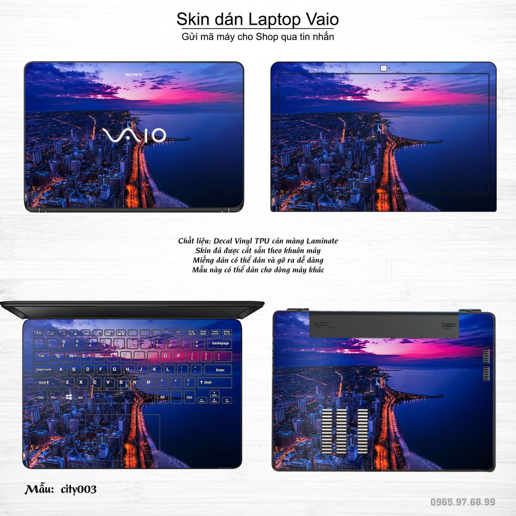 Skin dán Laptop Sony Vaio in hình thành phố (inbox mã máy cho Shop)