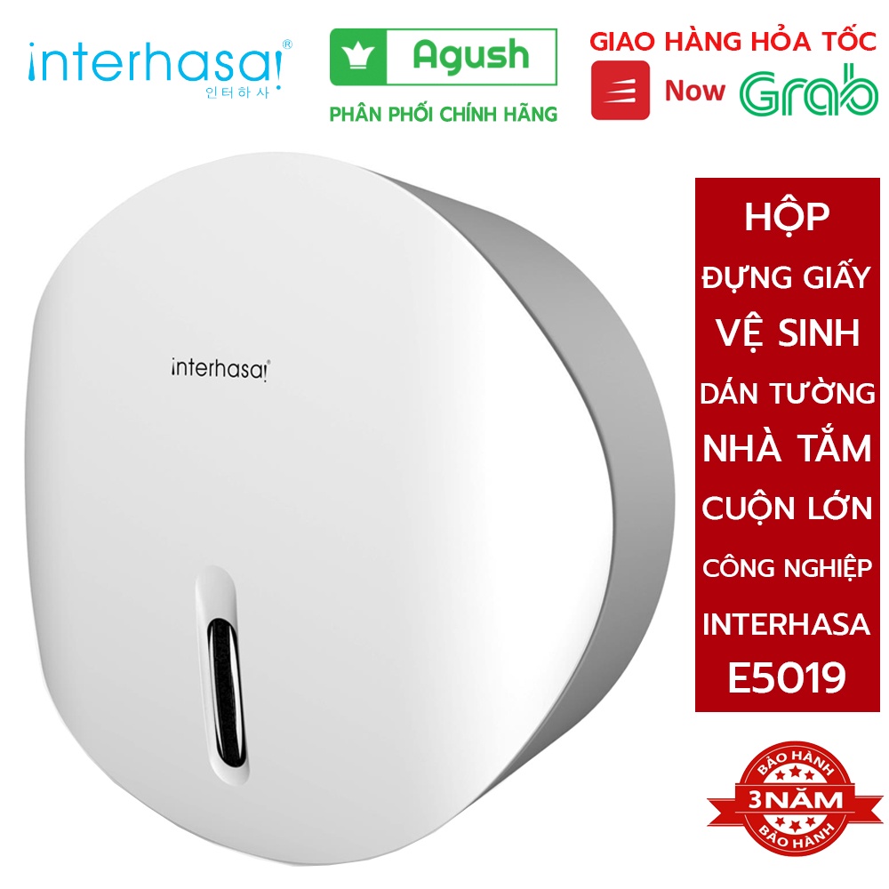 Hộp đựng giấy vệ sinh dán tường nhà tắm INTERHASA E5019 công nghiệp cuộn cỡ lớn chống nước đồ nhà vệ sinh bằng nhựa