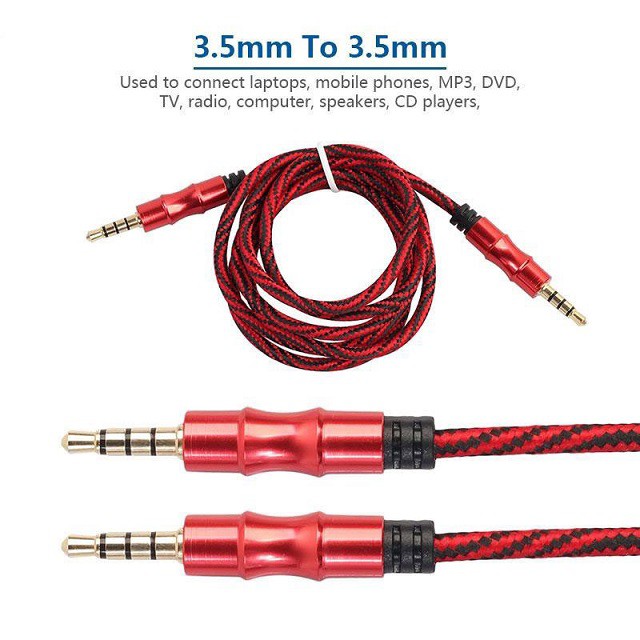 Dây AUX Kết Nối Loa 2 đầu 3.5mm, Jack dành cho audio kết nối âm thanh laptop, điện thoại, amply chân tròn 3 5 mm