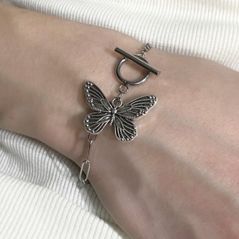 Vòng Tay Kim Loại Mặt Hình Bướm Phong Cách Vintage