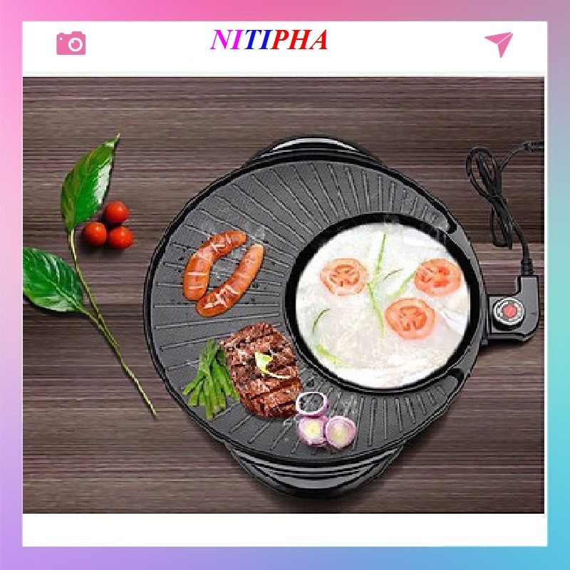 Bếp lẩu nướng 2 in 1 Mini Hàn Quốc 36cm ⚜️FREESHIP⚜️ Bếp Điện Đa Năng⚜️Nồi Đôi Mini Nướng và Lẩu 2 trong 1