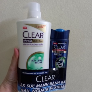Dầu gội Clear bạc hà 630g kèm quà tặng Dầu men