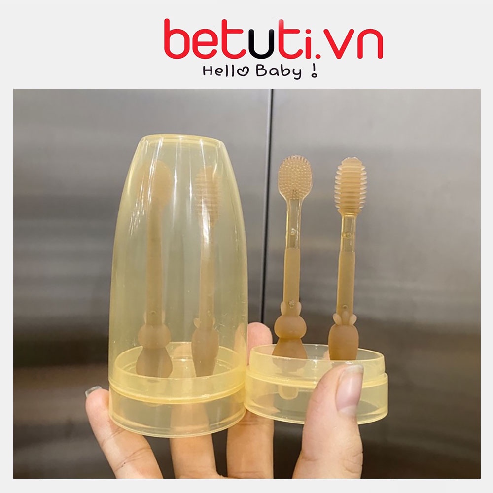 Set bàn chải,rơ lưỡi silicon an toàn cho bé 0-18tháng