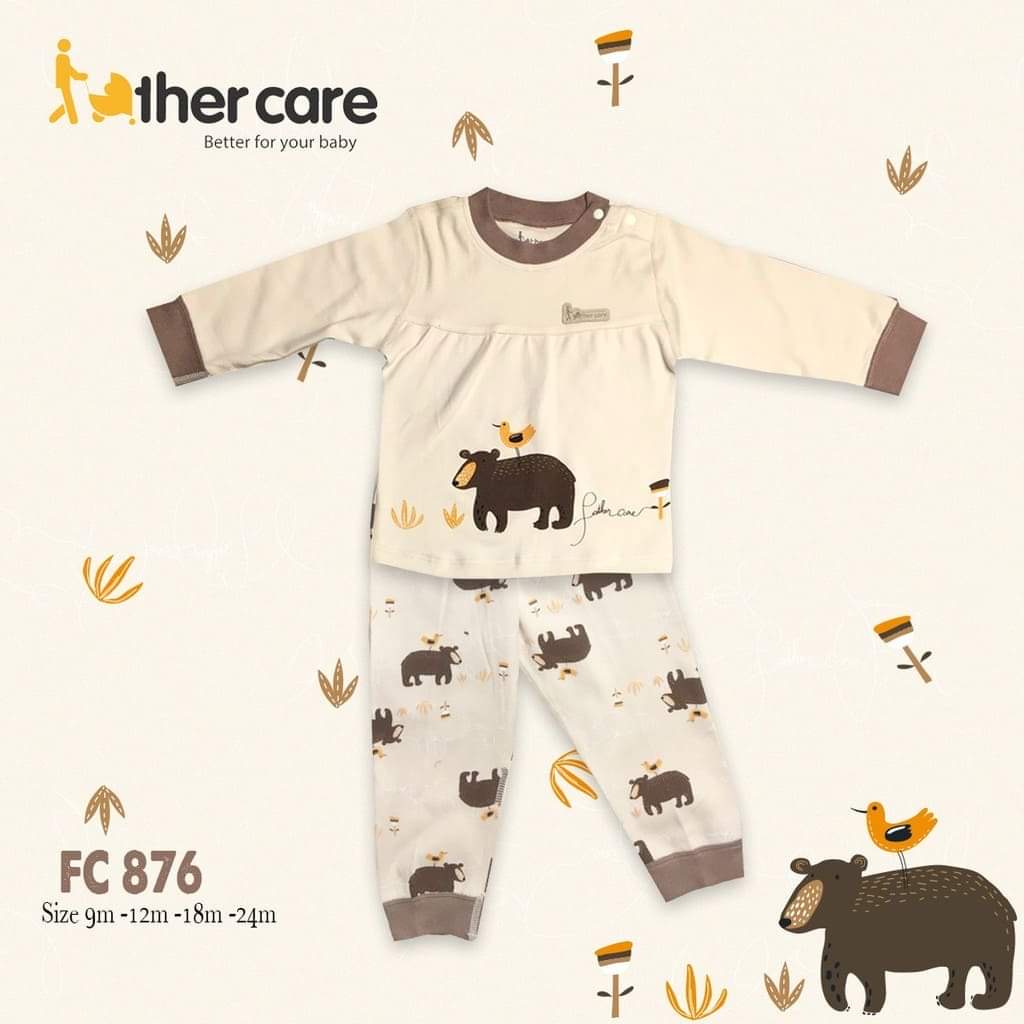 Father care bộ nỉ dài tay gẫu cho bé gái, bộ nỉ thu đông, nỉ ấm cho bé FC876