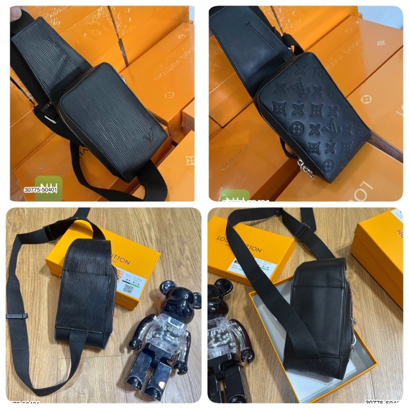 Túi Da Nam L.V Đeo Trước Ngực Vân Nổi Full Box - Túi L.V Nam Đeo Chéo Full Box