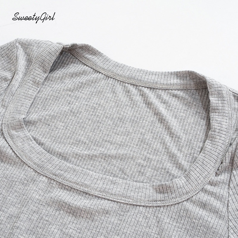 Áo Croptop Tay Dài Cổ Chữ U Màu Xám Trơn Thời Trang 2022 Quyến Rũ Cho Nữ