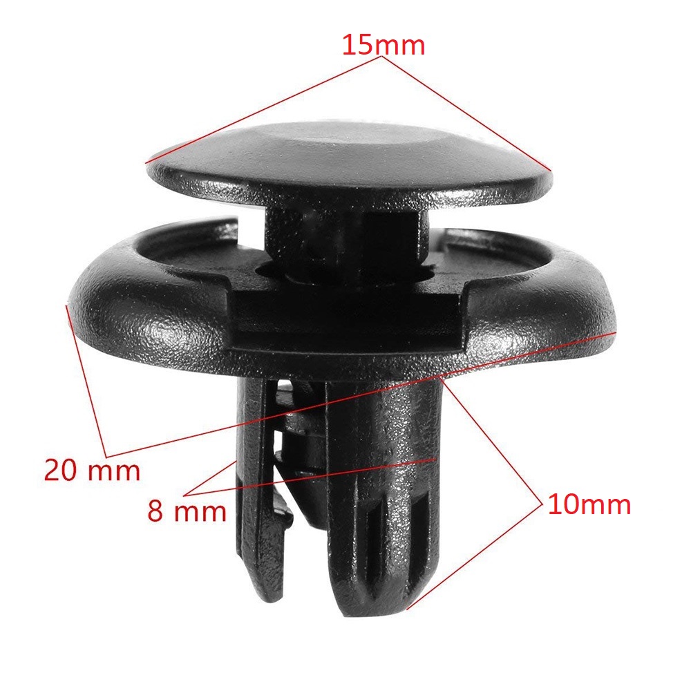 Set 50 đinh tán nhựa cho xe hơi ô tô BMW 8mm màu đen - Chốt vít nở