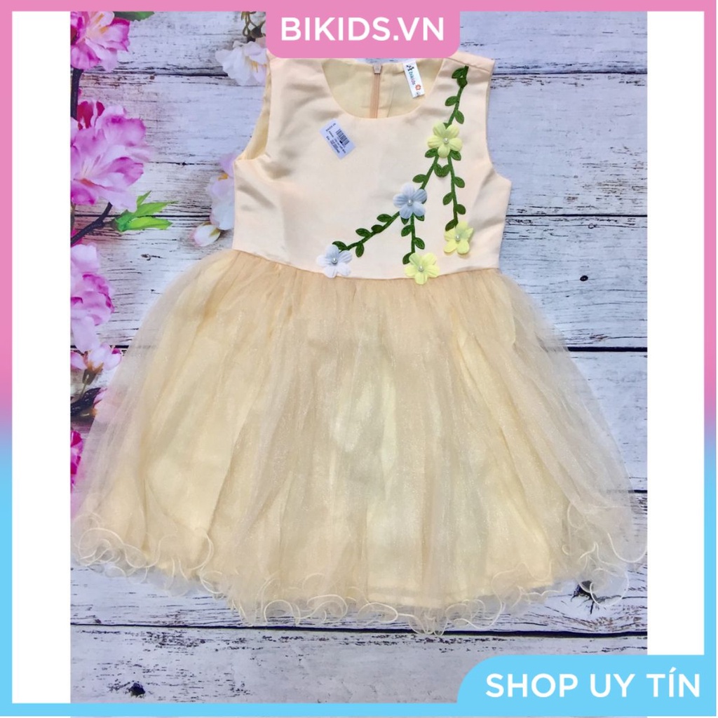 Abikids - Váy ren lưới đính hoa ngực bé gái