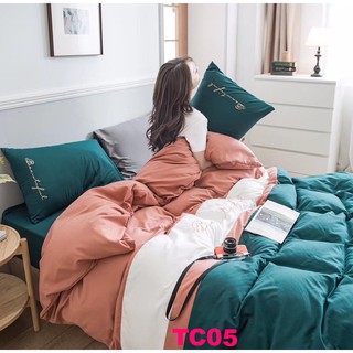 Bộ Chăn ga gối TC05 cao cấp Cotton Tici Hè bộ 4 món full 9 màu hàng đẹp Loại 1 thoáng mát mùa hè