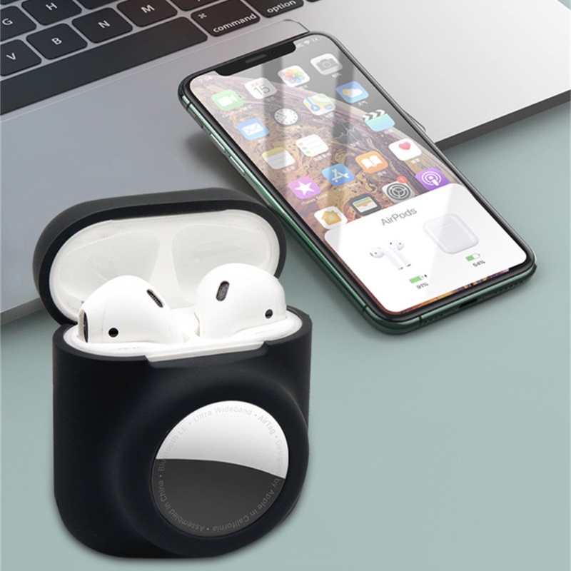 Dayanıklı 2 in 1 yumuşak silikon Apple AirTag kılıfları AirPods kulaklık kaybı önleme kılıfı aksesuarları cilt koruyucu kapak