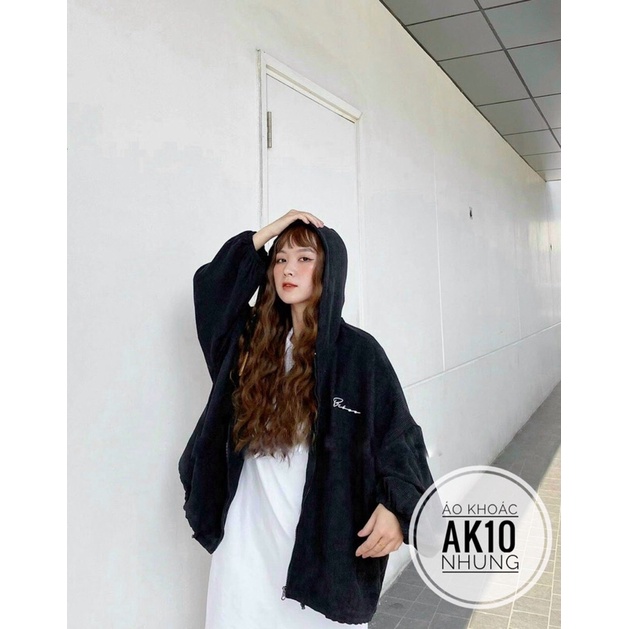 BIGSIZE Áo khoác nhung khoá kéo AK10