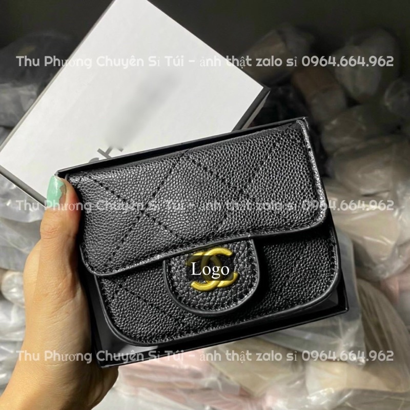 Túi Đeo Chéo Mini Da Sần Đính Logo Vàng Nổi Size 13 (kèm ảnh thật)