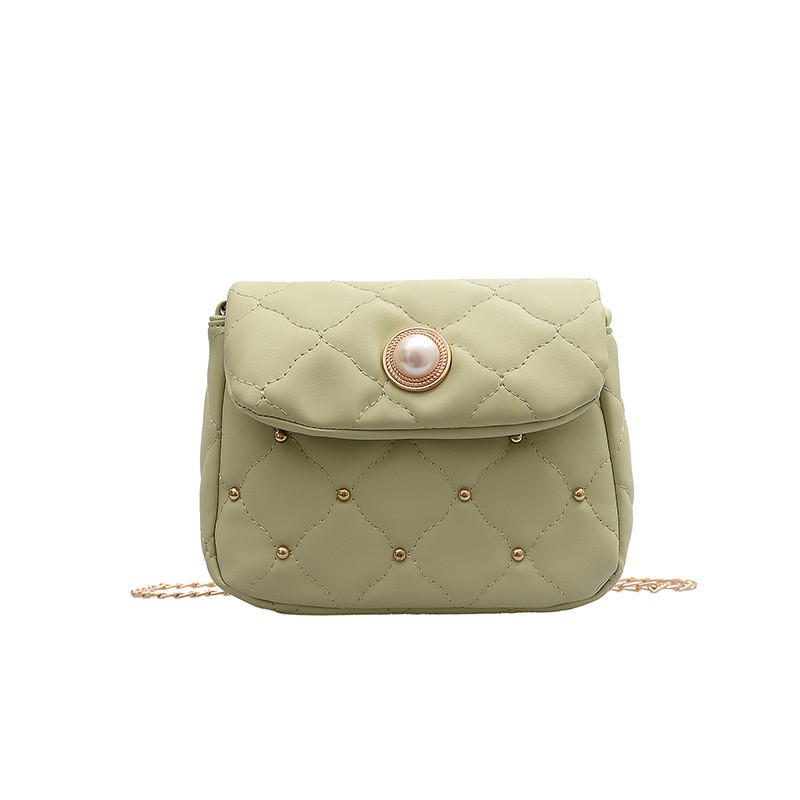 Túi xách đeo chéo nữ da dáng tròn có trần chỉ đính hạt