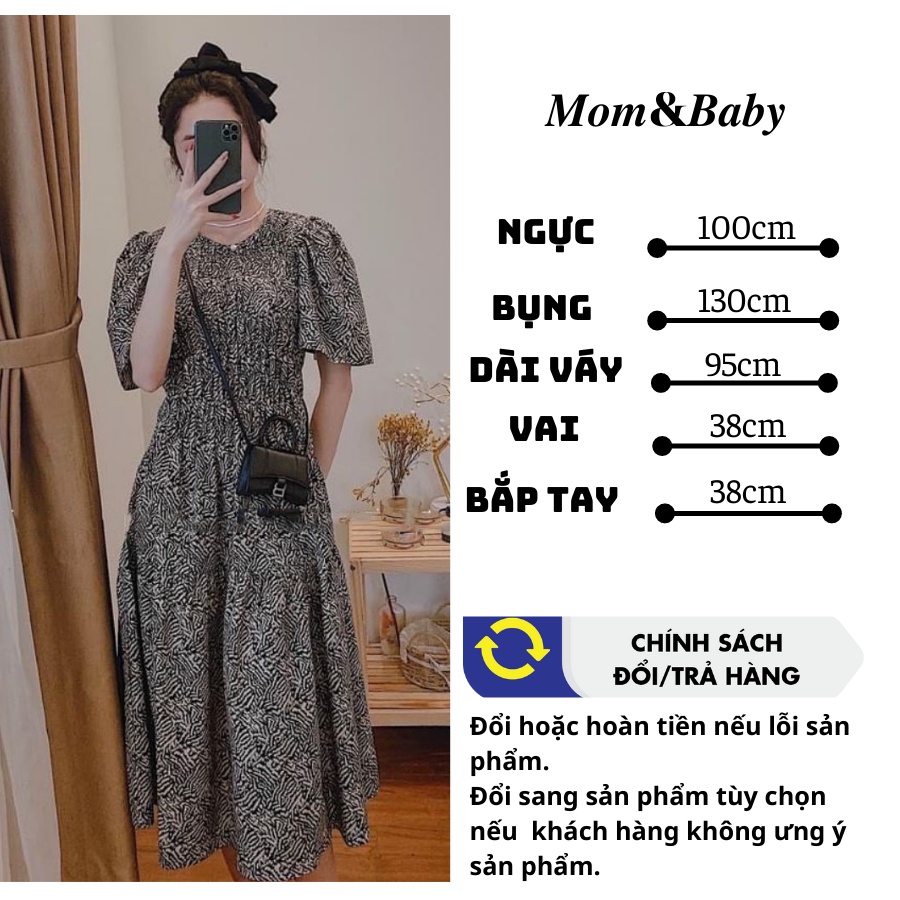 Váy bầu thời trang thiết kế M316 chất lụa hàn freesize từ 45 đến 70kg
