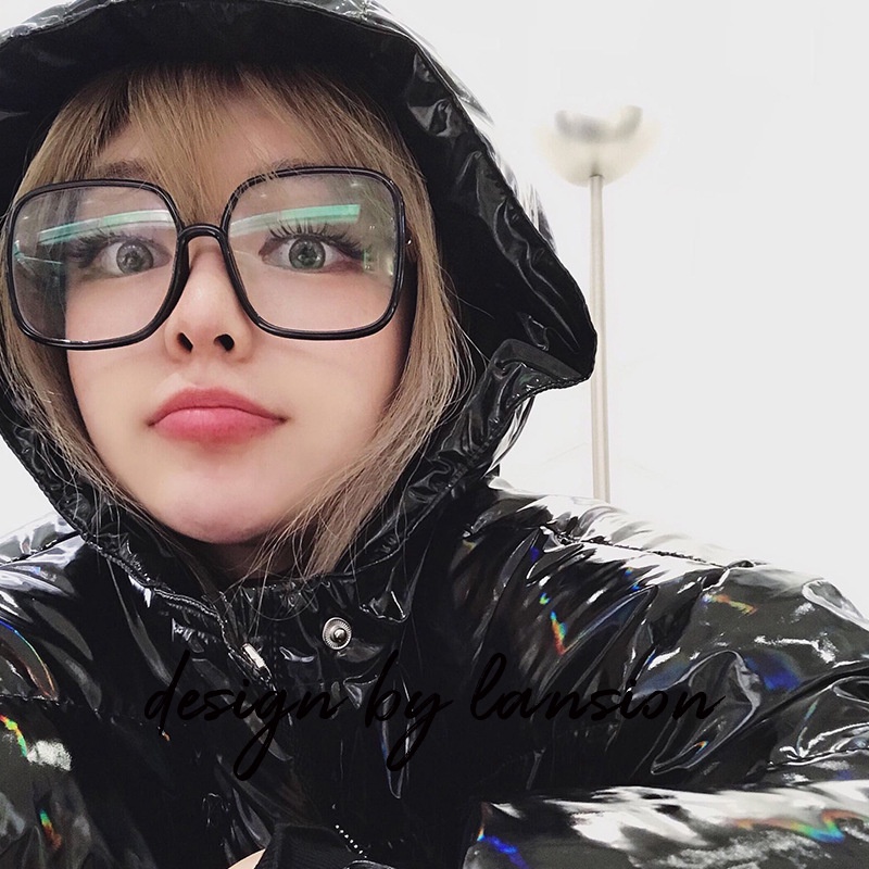 Mắt Kính Gọng Vuông Lớn Chống Ánh Sáng Xanh Trong Suốt Phong Cách Vintage