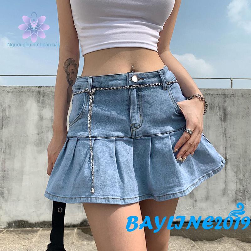 Váy Jean Màu Trơn Đáng Yêu Hợp Thời Trang Cho Nữ | BigBuy360 - bigbuy360.vn