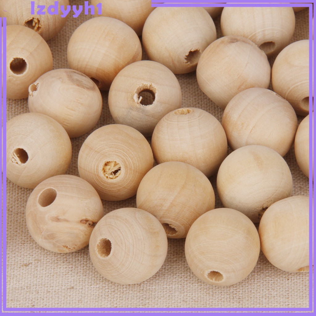 Set 50 Hạt Gỗ Tròn Tự Nhiên Dùng Làm Trang Sức Diy