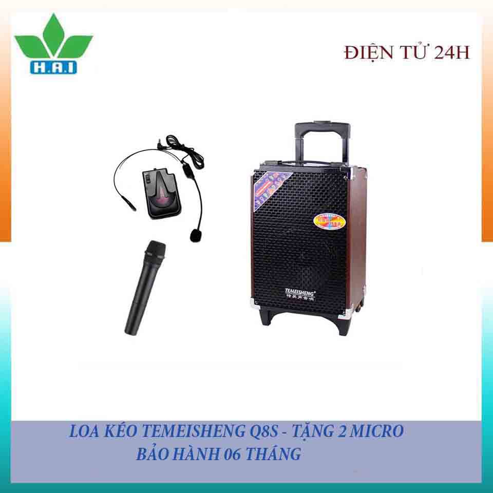 Loa Kéo Vali Q10s Di Động Tặng 02 Micro Không Dây Cầm Tay