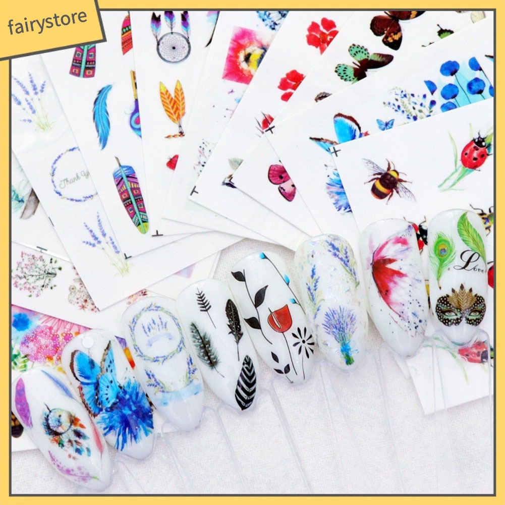 Bộ 40 miếng dán trang trí móng đa dạng mẫu họa tiết nghệ thuật