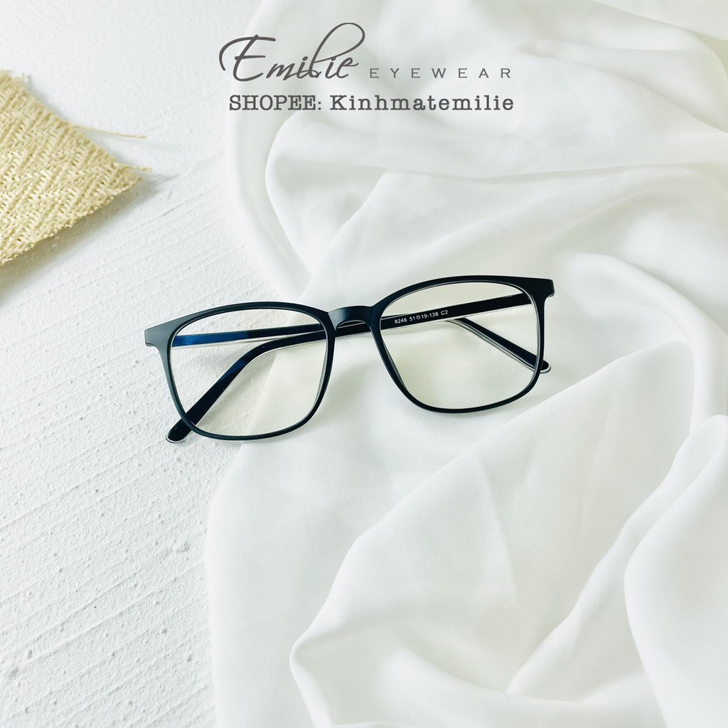 Gọng kính vuông nhựa dẻo size to nam nữ Emilie eyewear phụ kiện thời trang 8246