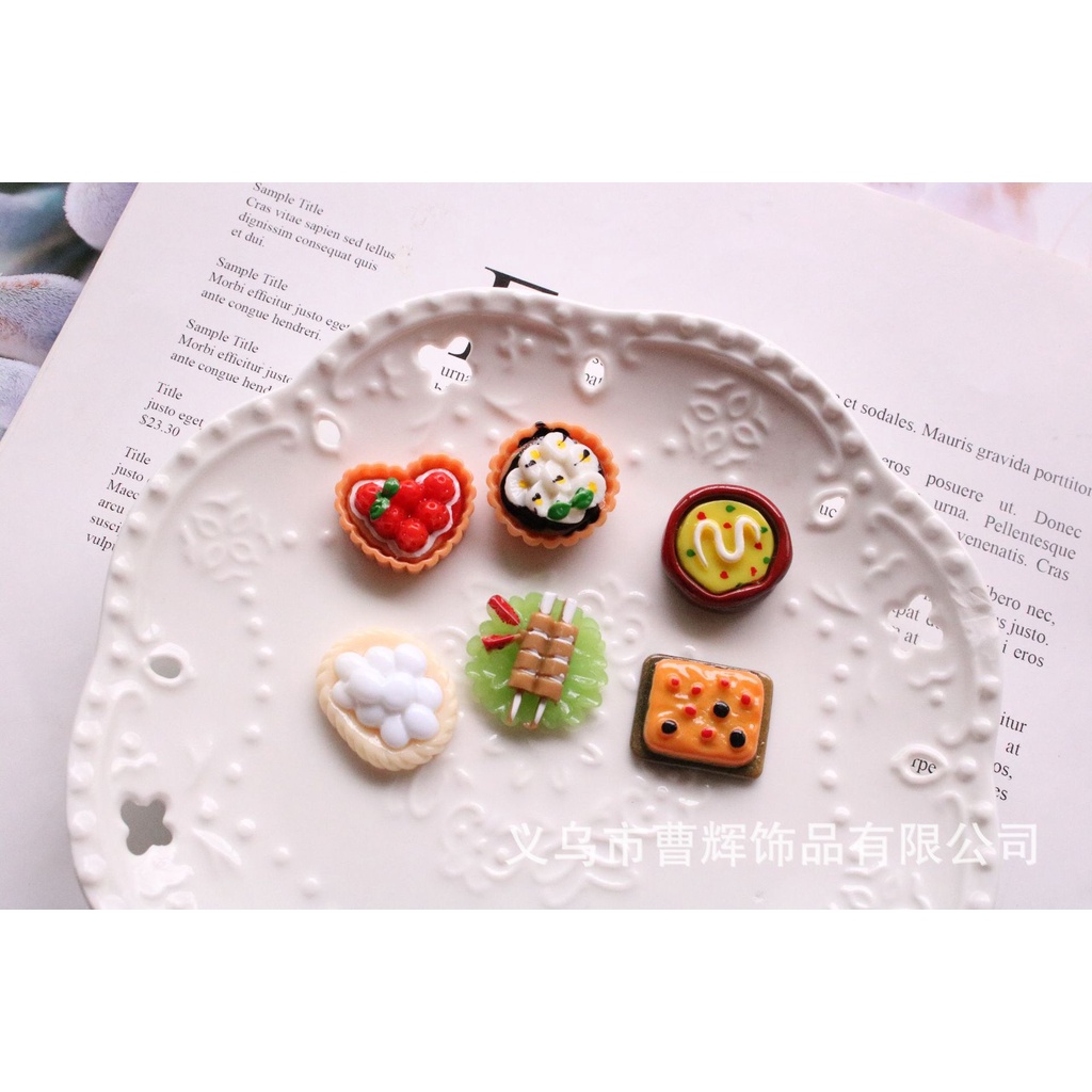 Charm (C255) slime/ Dụng Cụ Charm Trang Trí  [Ko Keo &amp; Nút]  Hình Bánh &amp; Sushi (2.0x2.5 cm)