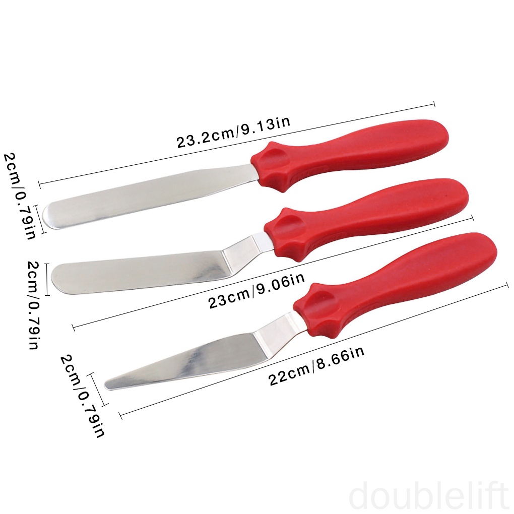 Set 3 Dụng Cụ Phết Láng Mặt Bánh Kem Bằng Thép Không Gỉ