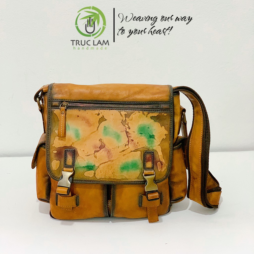 Túi Đeo Chéo Công Sở Nam Da Thật Cao Cấp Nhiều Ngăn Tiện Lợi Có Nắp Gấp – Trúc Lâm Handmade