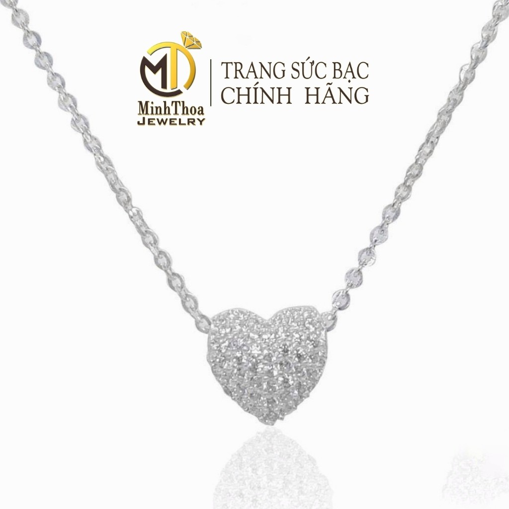 Dây chuyền nữ bạc đẹp, vòng cổ hình tim đính đá trang sức bạc ta Minh Thoa JEWELRY