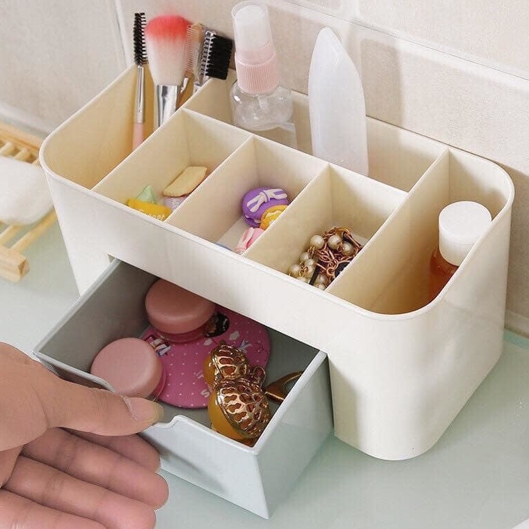 Kệ đựng mỹ phẩm có ngăn kéo hồng, xanh mẫu mới.