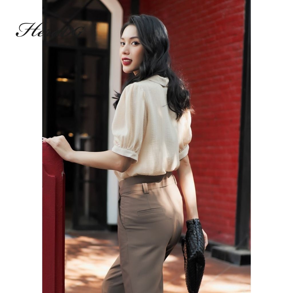 Áo Sơ Mi Công Sở Nữ HeraDG Dáng Suông Tay Bồng Với Màu Sắc Tinh Tế, Chất Vải Chiffon Cao Cấp SAKBA080