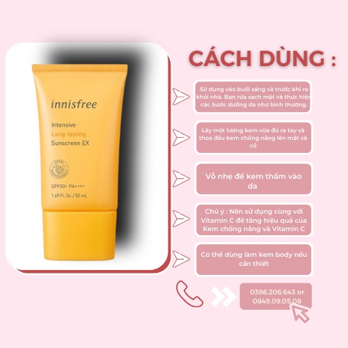 Kem Chống Nắng Innisfree Intensive Sunscreen SPF50+ PA++++ 50ml KCN492