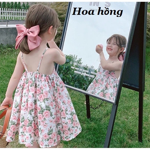 Váy bé gái 2 dây hở lưng nhiều mầu XHN892