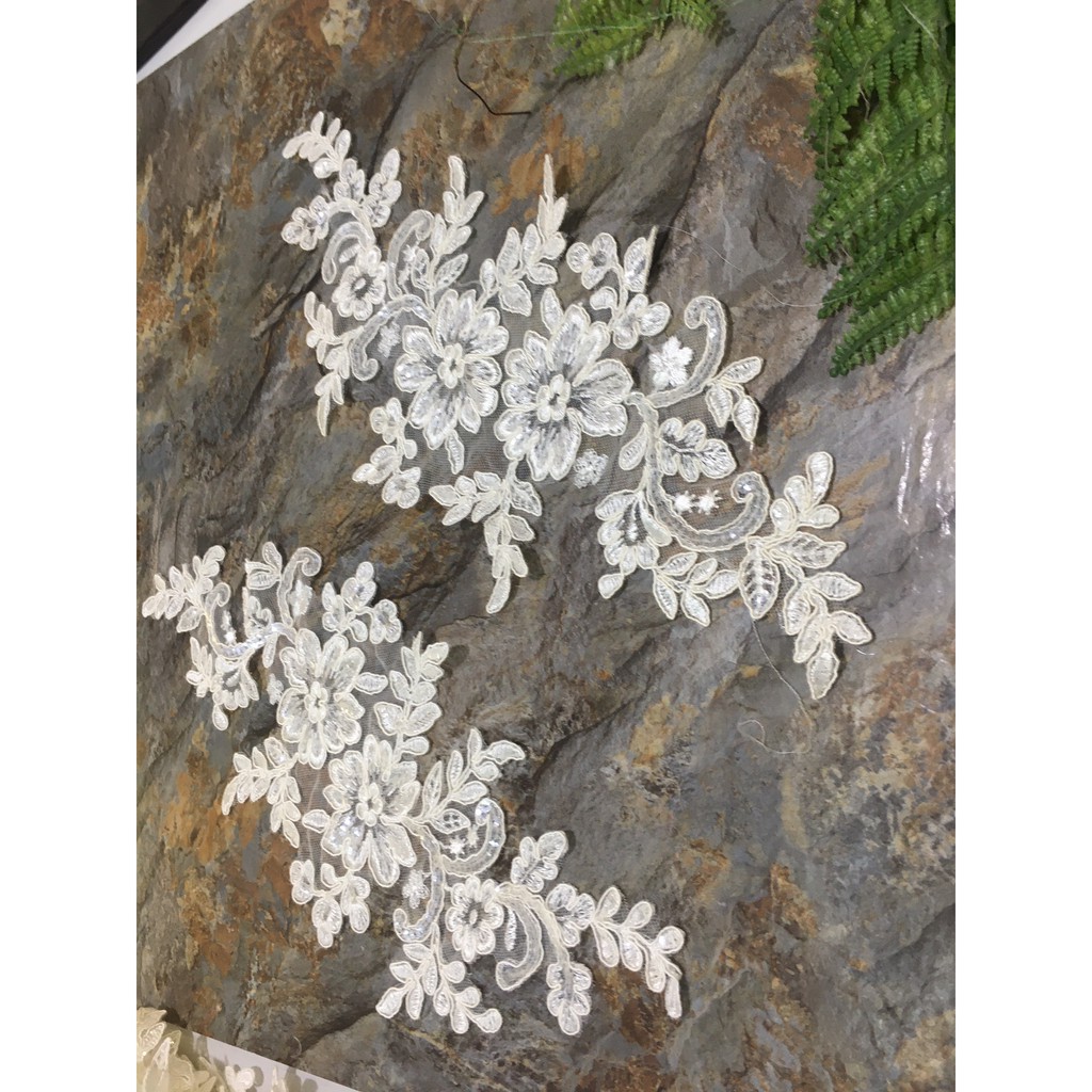 Cặp ren bông đối RB170525 dùng trang trí váy đầm thời trang, v.áy cưới, làm đồ decor trang trí, đồ lót, áo ngủ...