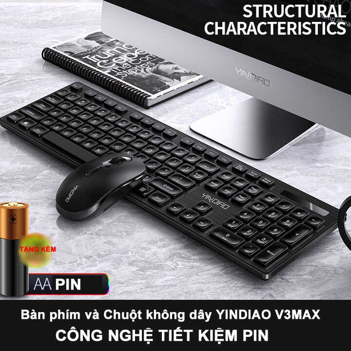 Bàn phím và Chuột không dây YINDIAO V3MAX công nghệ tiết kiệm pin