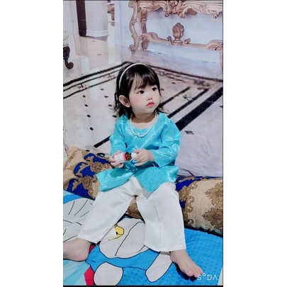 Áo Bà Ba Bé Gái Lụa Gấm Mềm Mịn, Bán Riêng Áo, Riêng Quần, đồ lam đi chùa cho bé siêu dễ thương, đáng yêu, xinh xắn