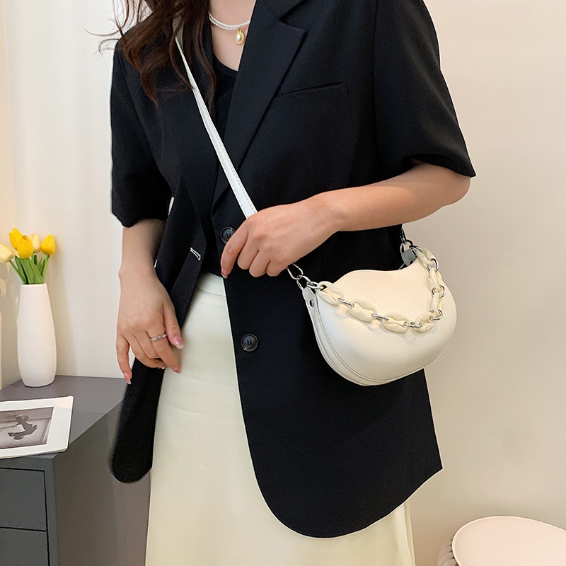 Túi Đeo JASMIN NOIR Chéo Da PU Phối Dây Xích Thời Trang Cho Nữ