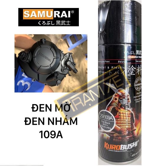 [Mã LIFEAU06 giảm 15% đơn 150K] Chai sơn xịt Samurai màu đen nhám, đen mờ 109A 400ml tiện dụng