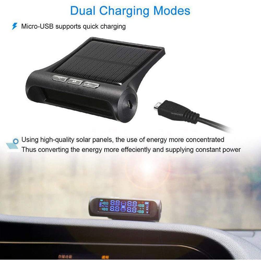Cảm Biến Áp Suất Lốp Ô Tô TPMS Phiên Bản QUỐC TẾ Màn Hình Màu Dùng Năng Lượng Mặt Trời